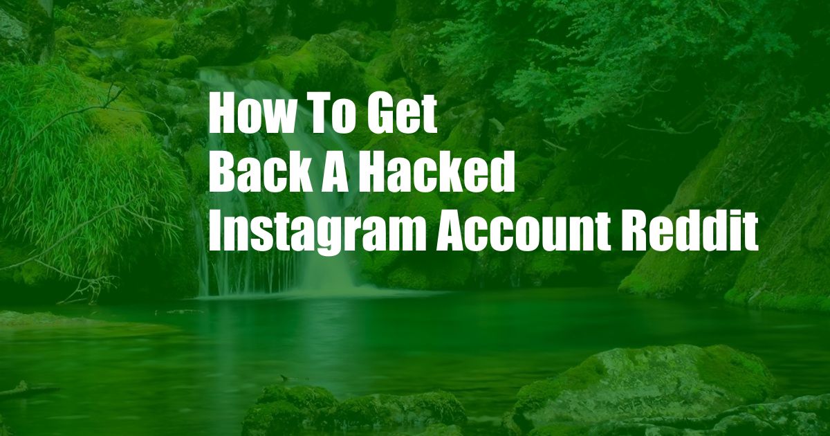 How To Get Back A Hacked Instagram Account Reddit