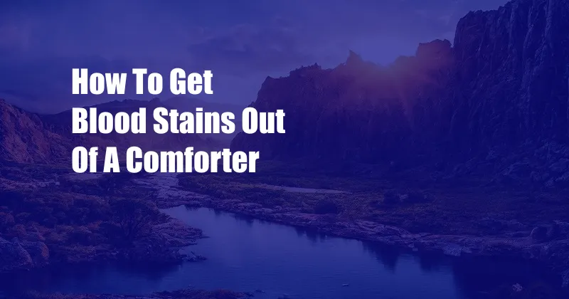 How To Get Blood Stains Out Of A Comforter