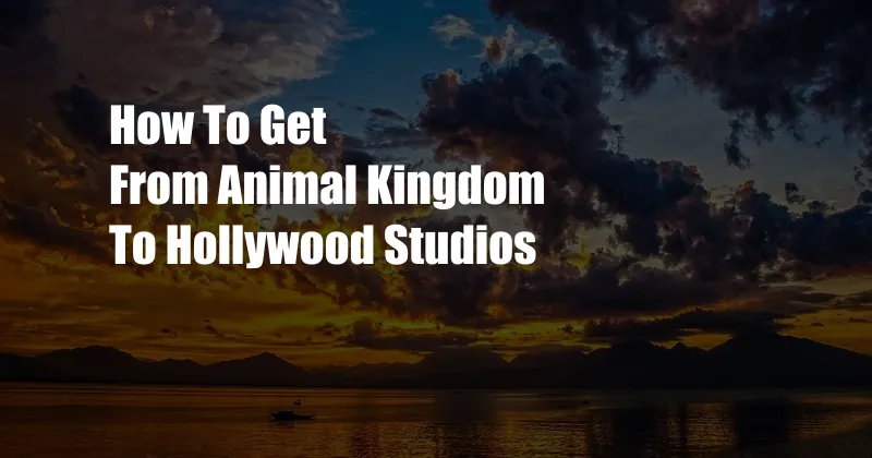 How To Get From Animal Kingdom To Hollywood Studios