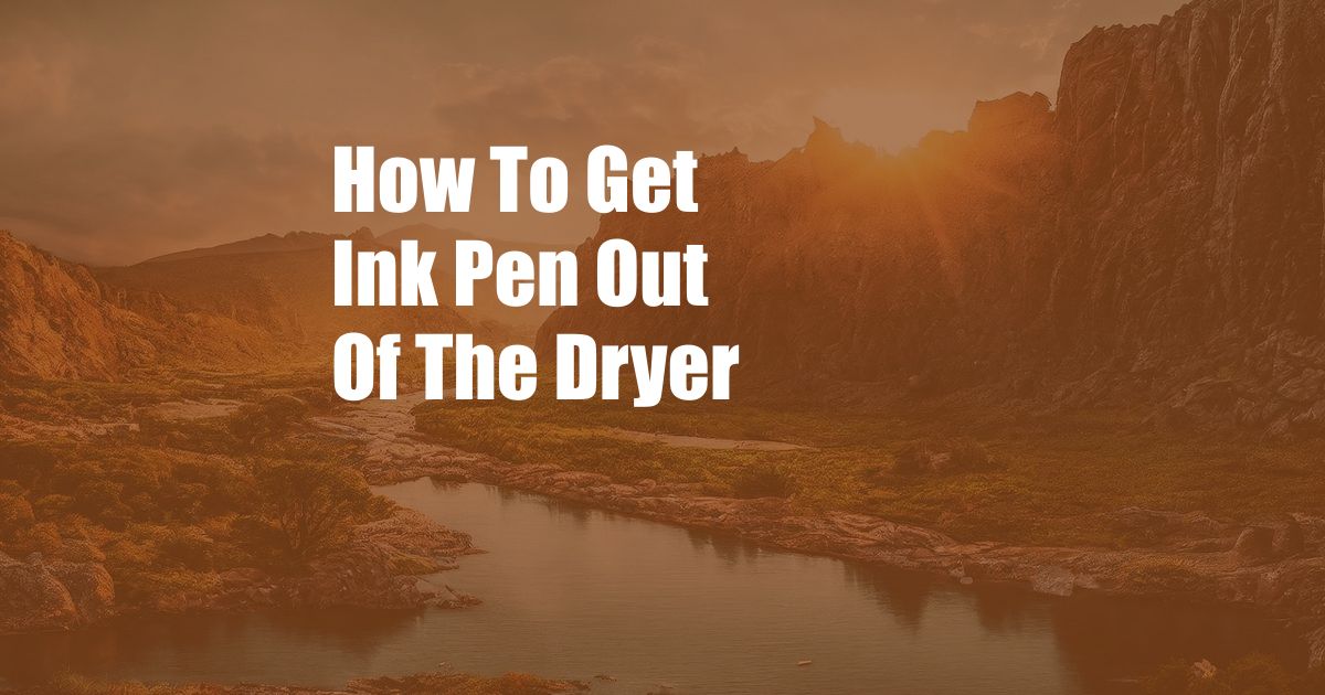 How To Get Ink Pen Out Of The Dryer