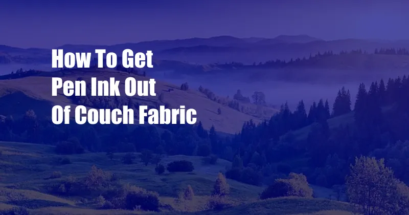 How To Get Pen Ink Out Of Couch Fabric