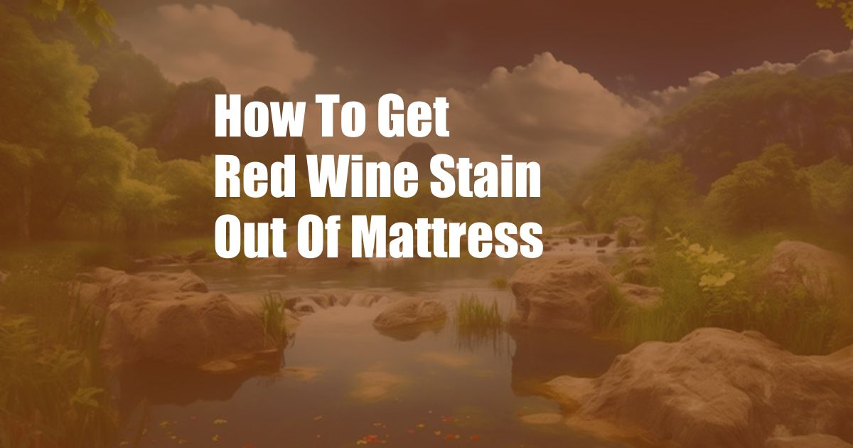 How To Get Red Wine Stain Out Of Mattress