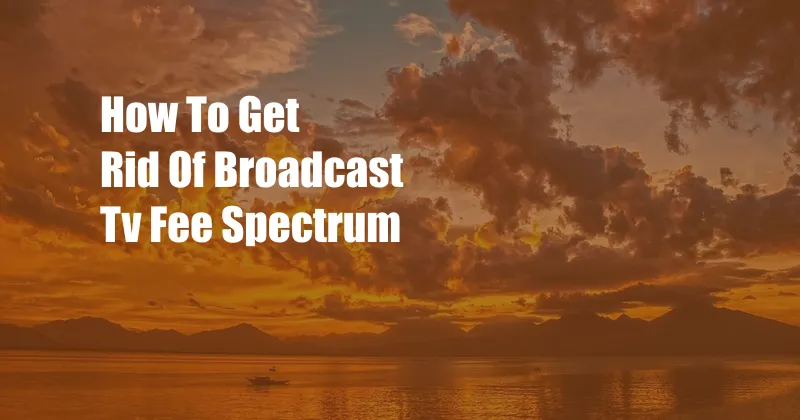 How To Get Rid Of Broadcast Tv Fee Spectrum