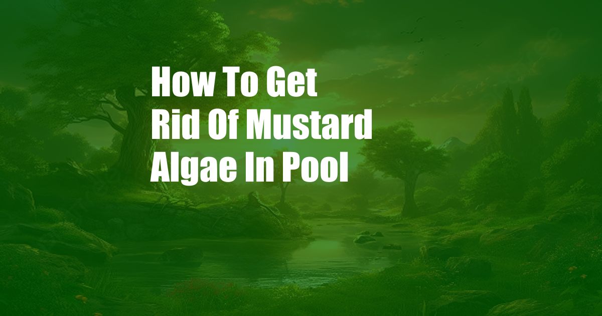 How To Get Rid Of Mustard Algae In Pool