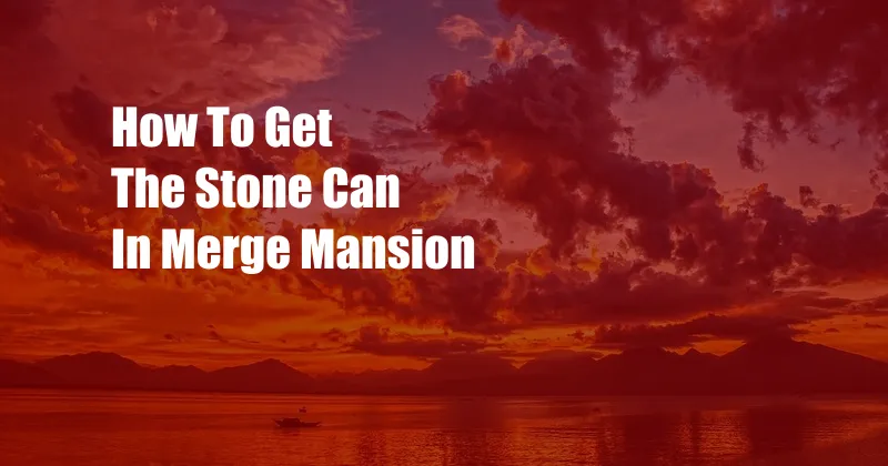 How To Get The Stone Can In Merge Mansion