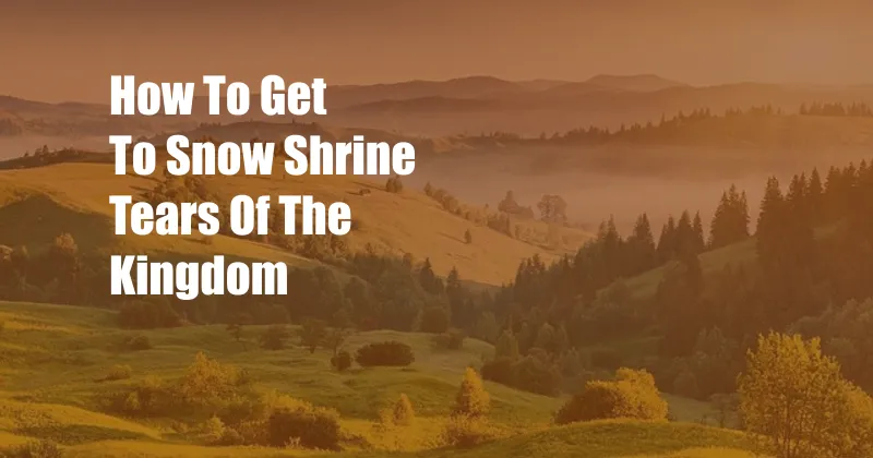 How To Get To Snow Shrine Tears Of The Kingdom