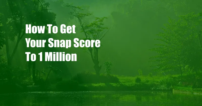 How To Get Your Snap Score To 1 Million