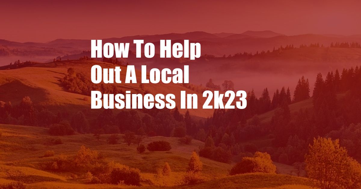 How To Help Out A Local Business In 2k23