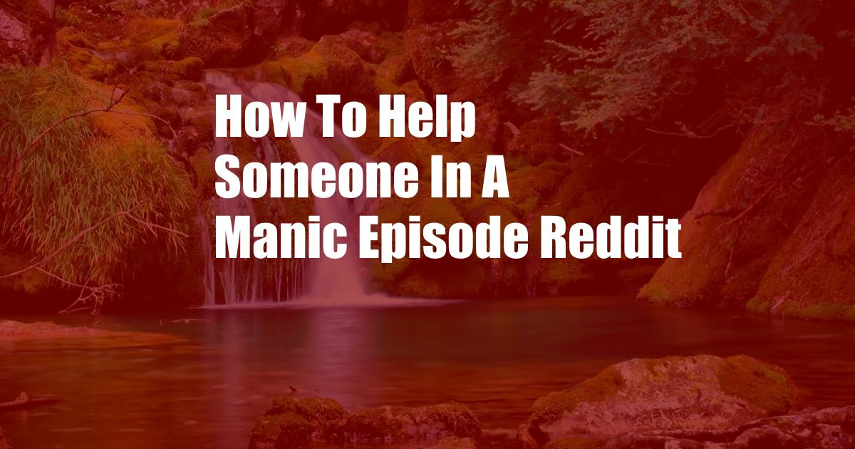 How To Help Someone In A Manic Episode Reddit