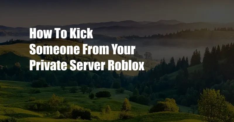 How To Kick Someone From Your Private Server Roblox