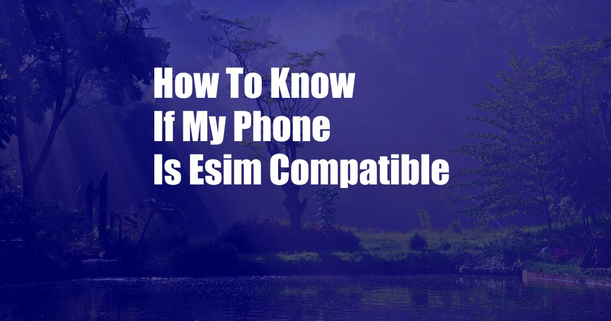 How To Know If My Phone Is Esim Compatible