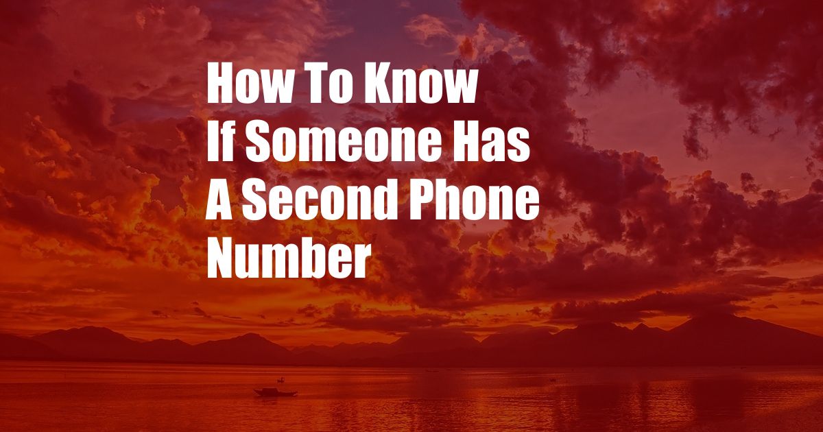 How To Know If Someone Has A Second Phone Number