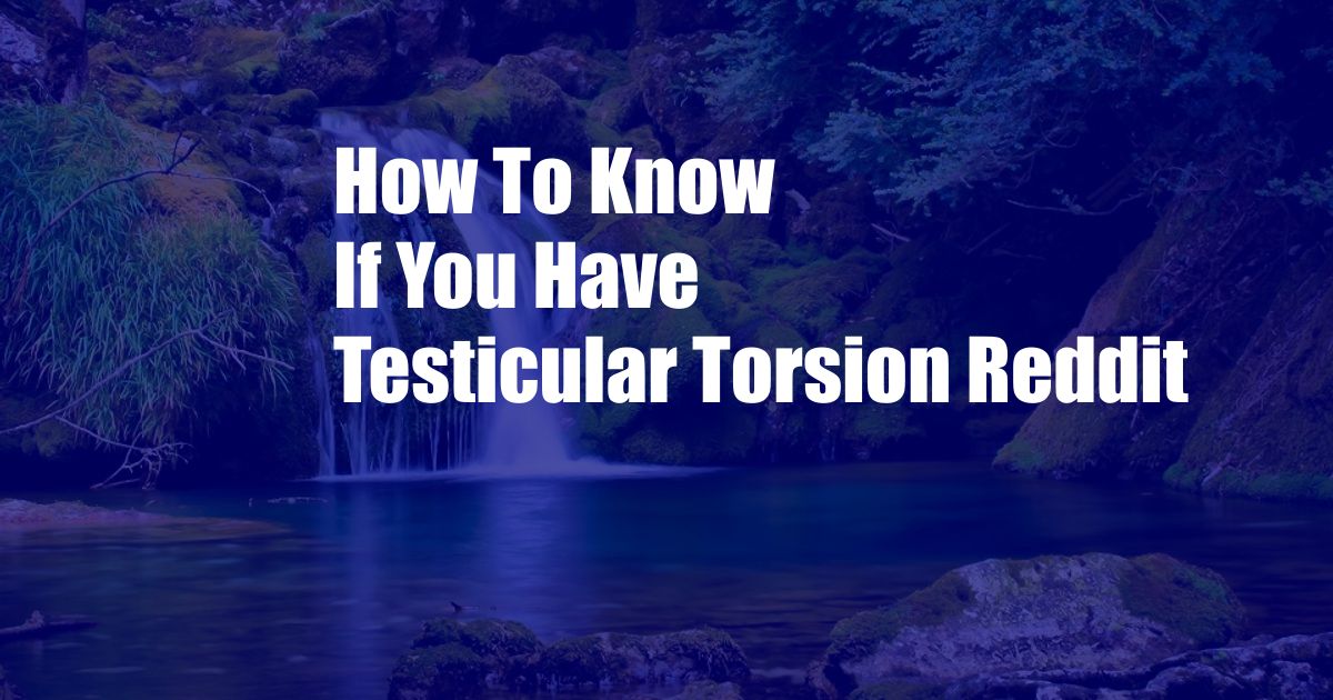 How To Know If You Have Testicular Torsion Reddit