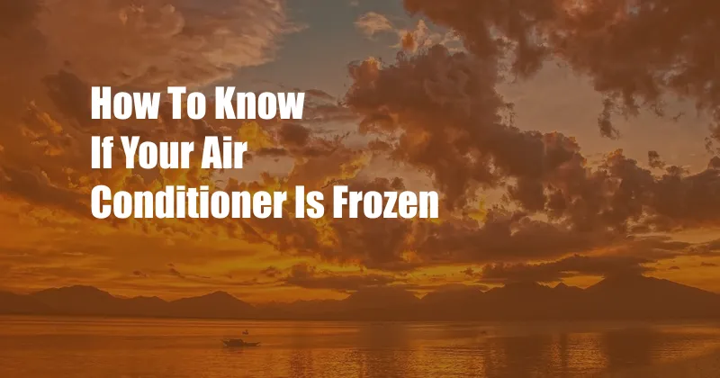 How To Know If Your Air Conditioner Is Frozen