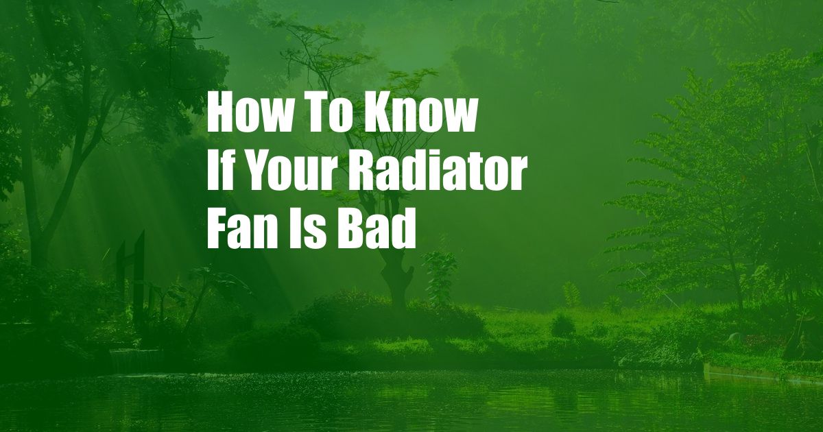 How To Know If Your Radiator Fan Is Bad