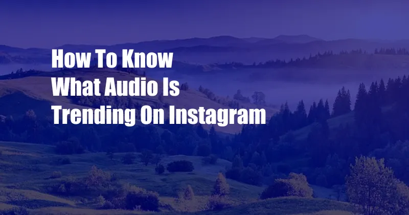 How To Know What Audio Is Trending On Instagram