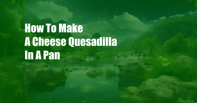 How To Make A Cheese Quesadilla In A Pan