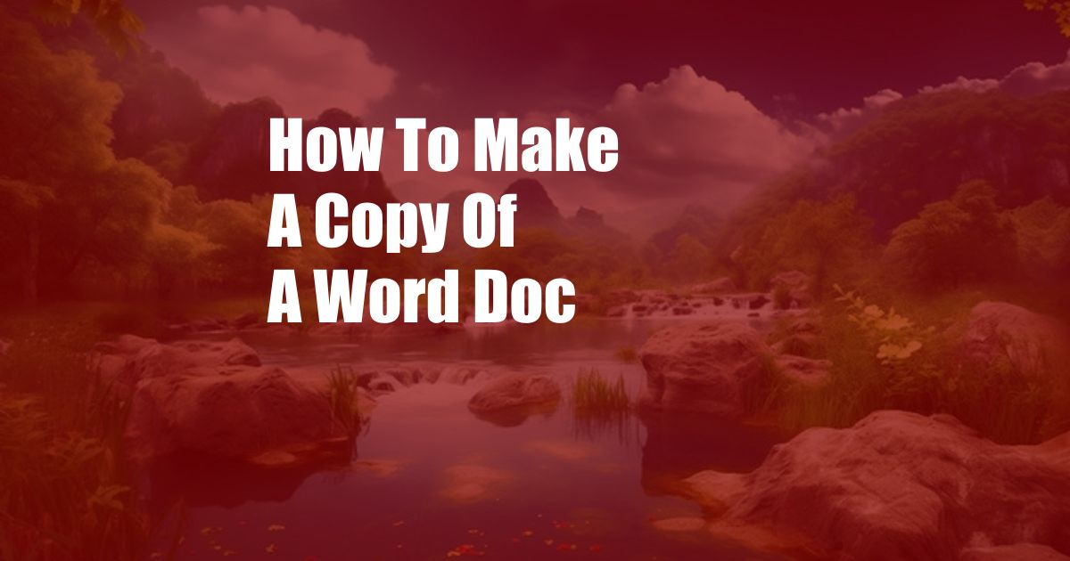 How To Make A Copy Of A Word Doc