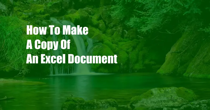 How To Make A Copy Of An Excel Document