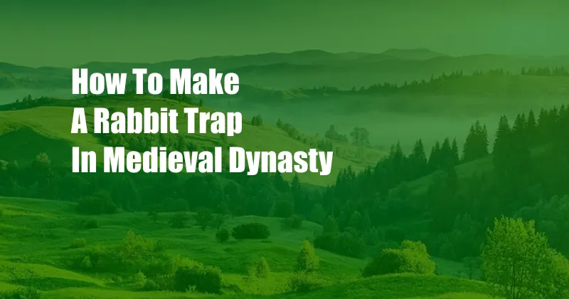 How To Make A Rabbit Trap In Medieval Dynasty