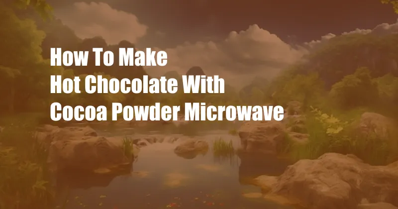 How To Make Hot Chocolate With Cocoa Powder Microwave