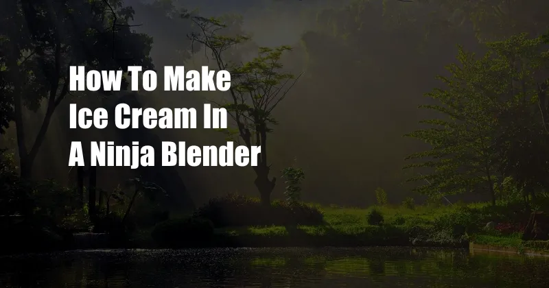 How To Make Ice Cream In A Ninja Blender