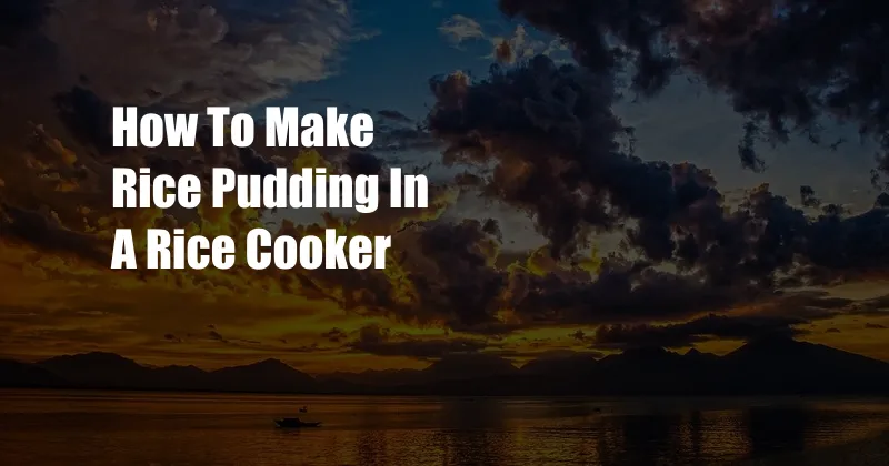 How To Make Rice Pudding In A Rice Cooker