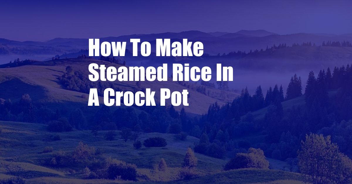 How To Make Steamed Rice In A Crock Pot