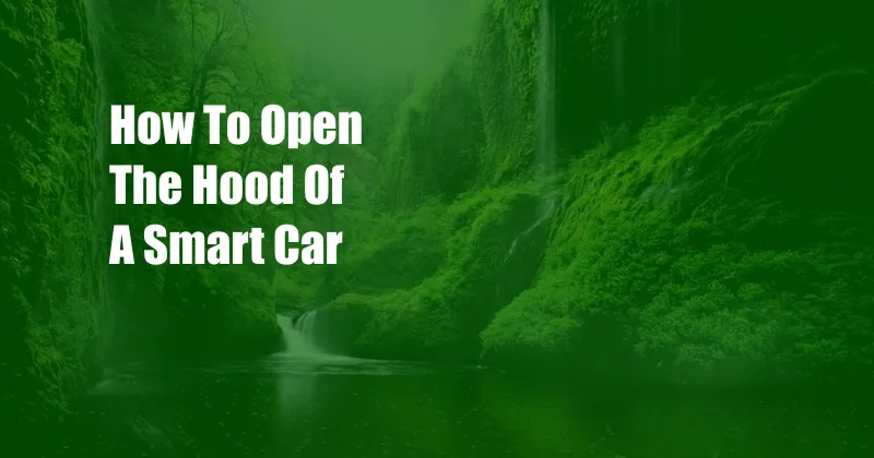 How To Open The Hood Of A Smart Car