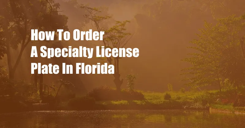 How To Order A Specialty License Plate In Florida