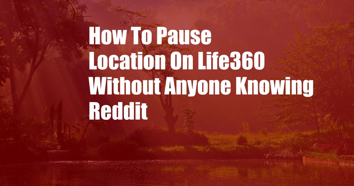 How To Pause Location On Life360 Without Anyone Knowing Reddit