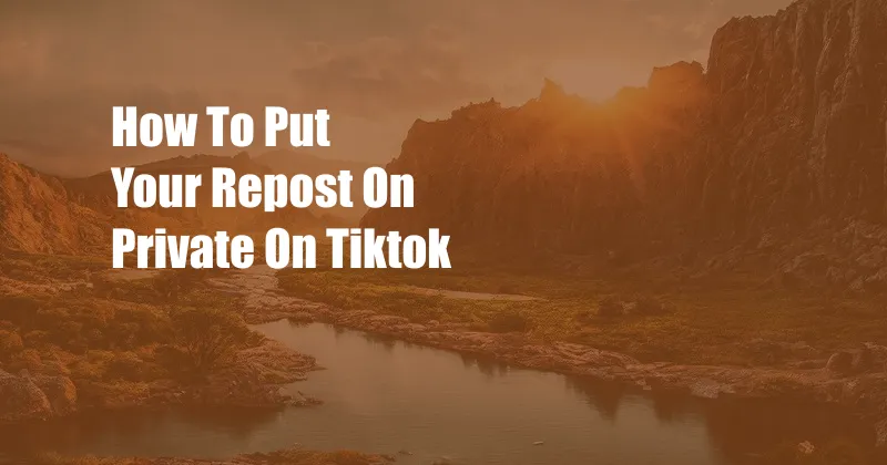 How To Put Your Repost On Private On Tiktok