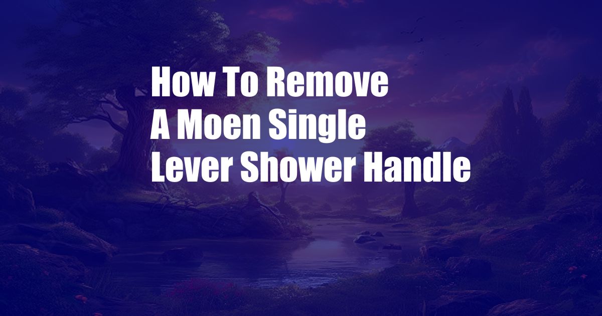 How To Remove A Moen Single Lever Shower Handle