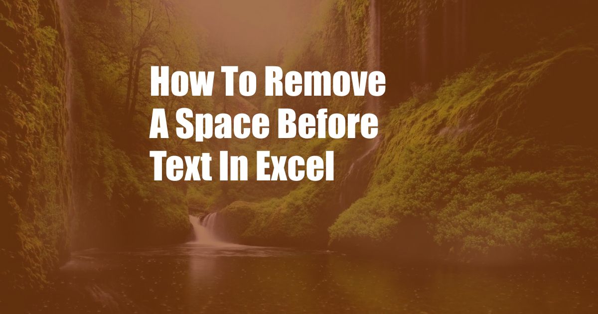 How To Remove A Space Before Text In Excel