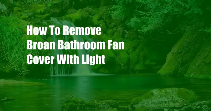 How To Remove Broan Bathroom Fan Cover With Light