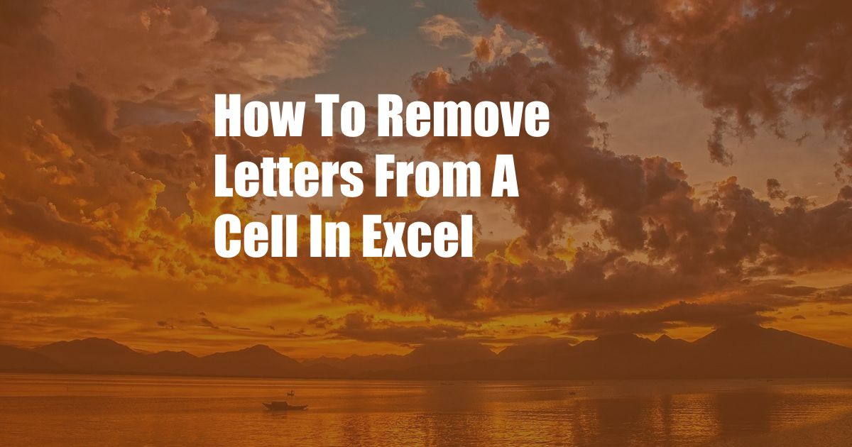 How To Remove Letters From A Cell In Excel