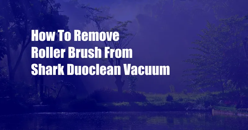 How To Remove Roller Brush From Shark Duoclean Vacuum