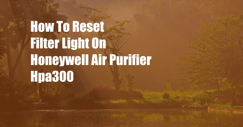 How To Reset Filter Light On Honeywell Air Purifier Hpa300