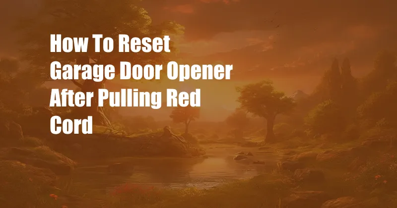 How To Reset Garage Door Opener After Pulling Red Cord