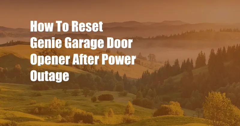 How To Reset Genie Garage Door Opener After Power Outage