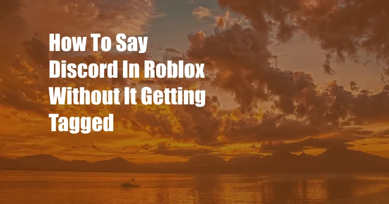 How To Say Discord In Roblox Without It Getting Tagged