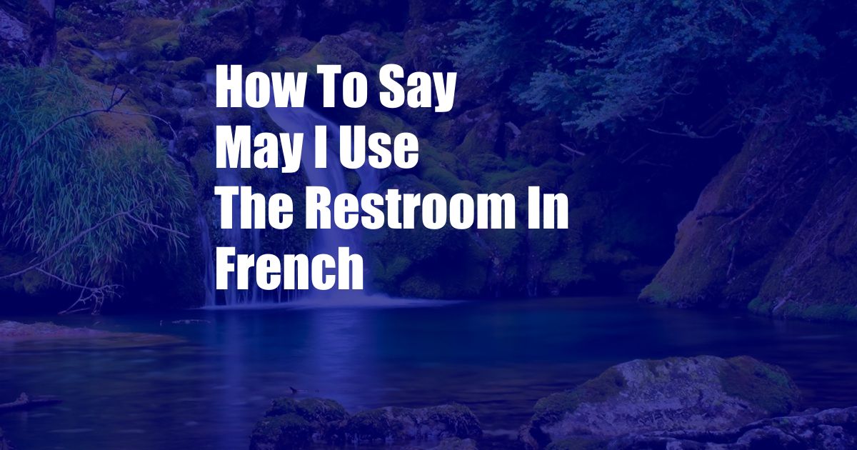 How To Say May I Use The Restroom In French