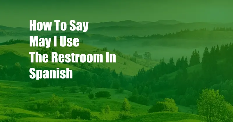 How To Say May I Use The Restroom In Spanish