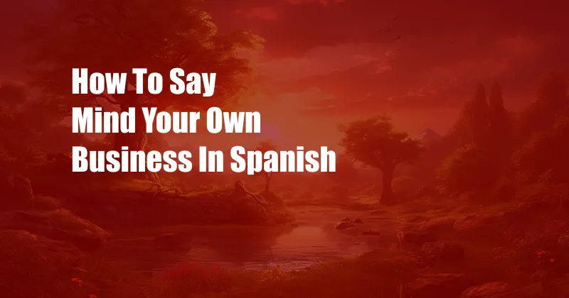 How To Say Mind Your Own Business In Spanish