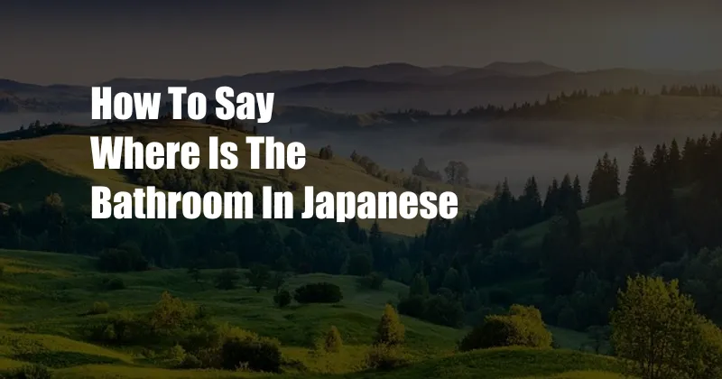 How To Say Where Is The Bathroom In Japanese