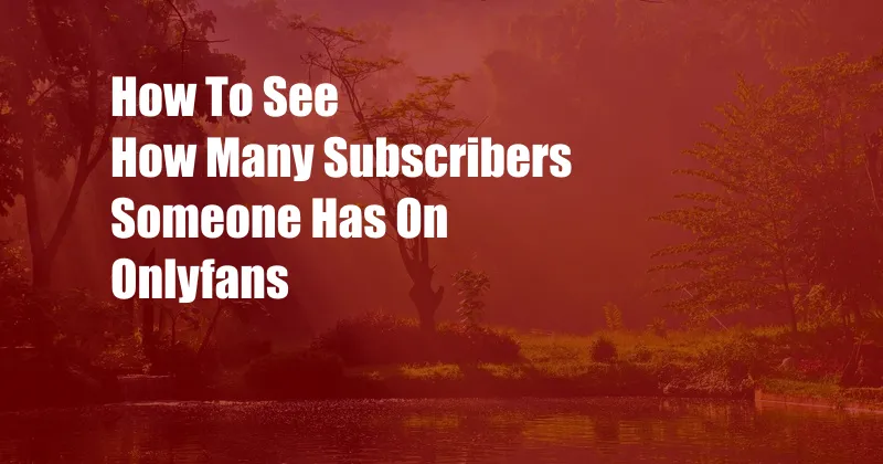 How To See How Many Subscribers Someone Has On Onlyfans