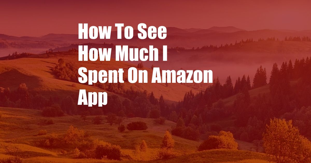 How To See How Much I Spent On Amazon App