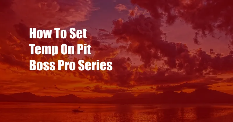 How To Set Temp On Pit Boss Pro Series