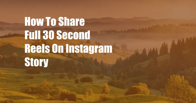 How To Share Full 30 Second Reels On Instagram Story