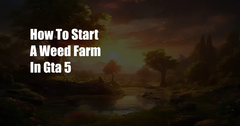 How To Start A Weed Farm In Gta 5